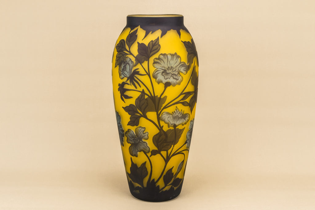 Large yellow glass vase