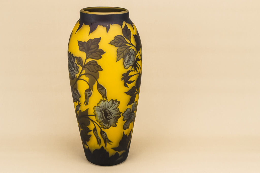 Large yellow glass vase