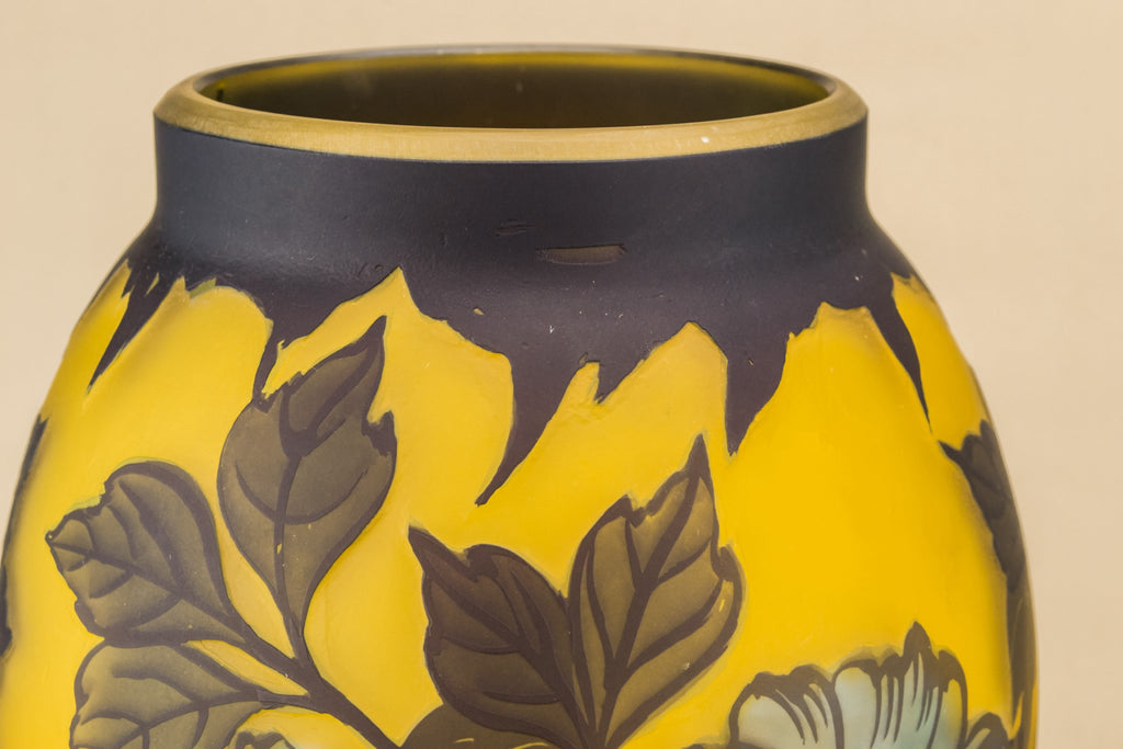 Large yellow glass vase