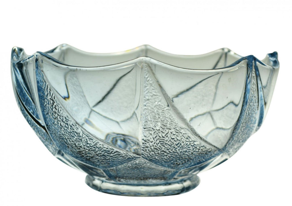 Blue glass salad bowl