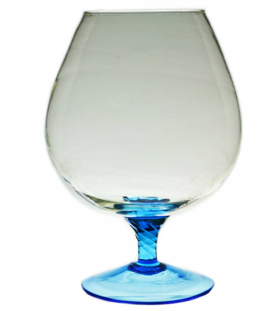 Blue glass vase on foot