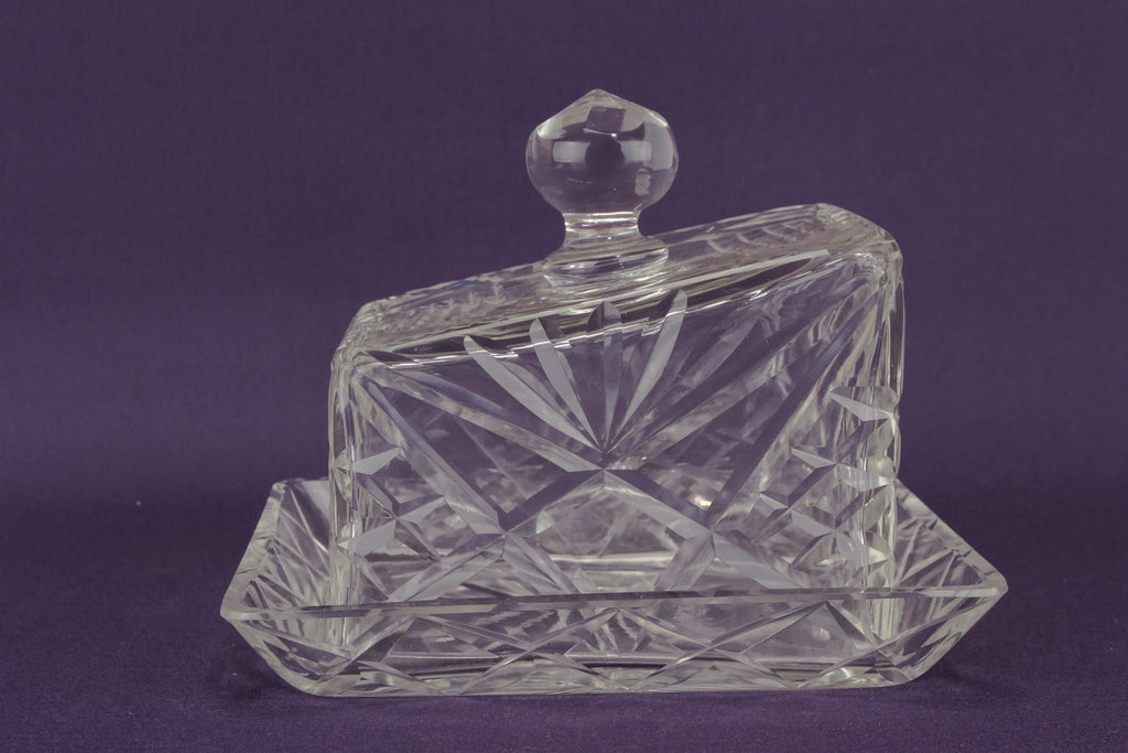 Glass butter dish with lid