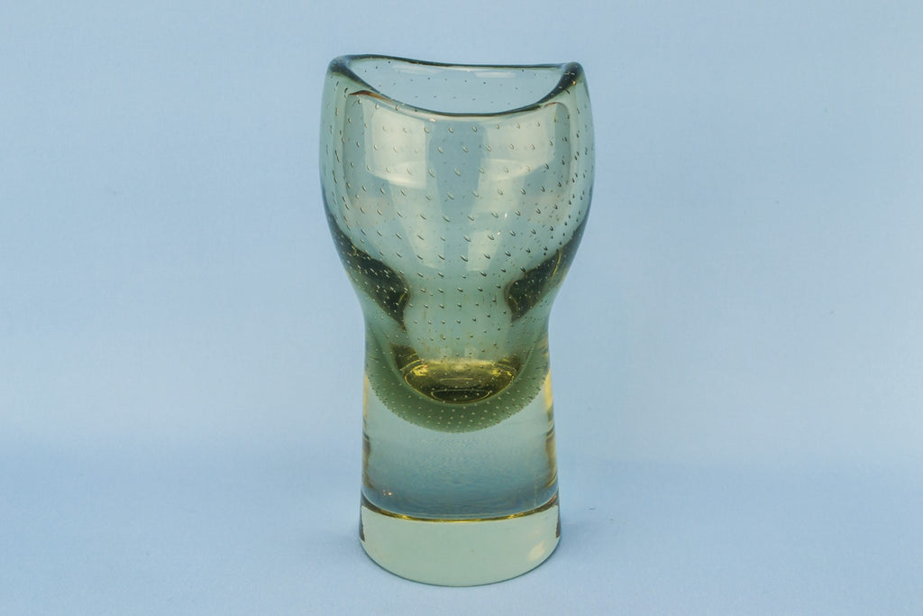Green glass bubble vase
