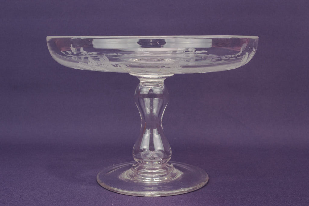 Fern engraved cake stand