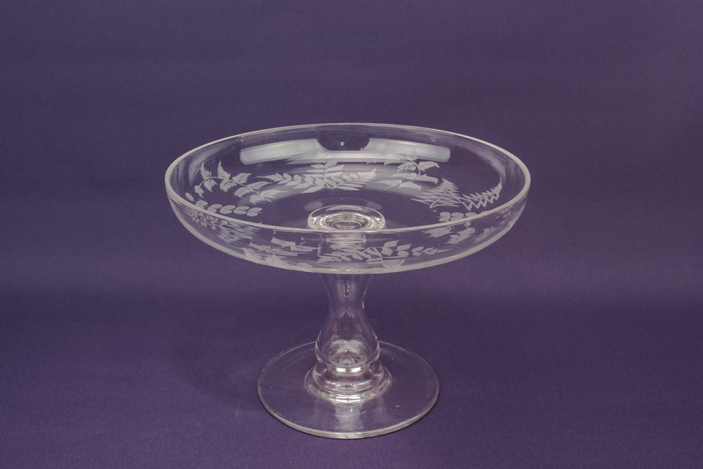 Fern engraved cake stand