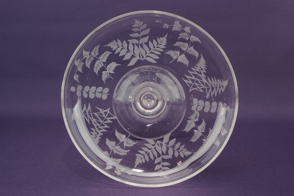 Fern engraved cake stand
