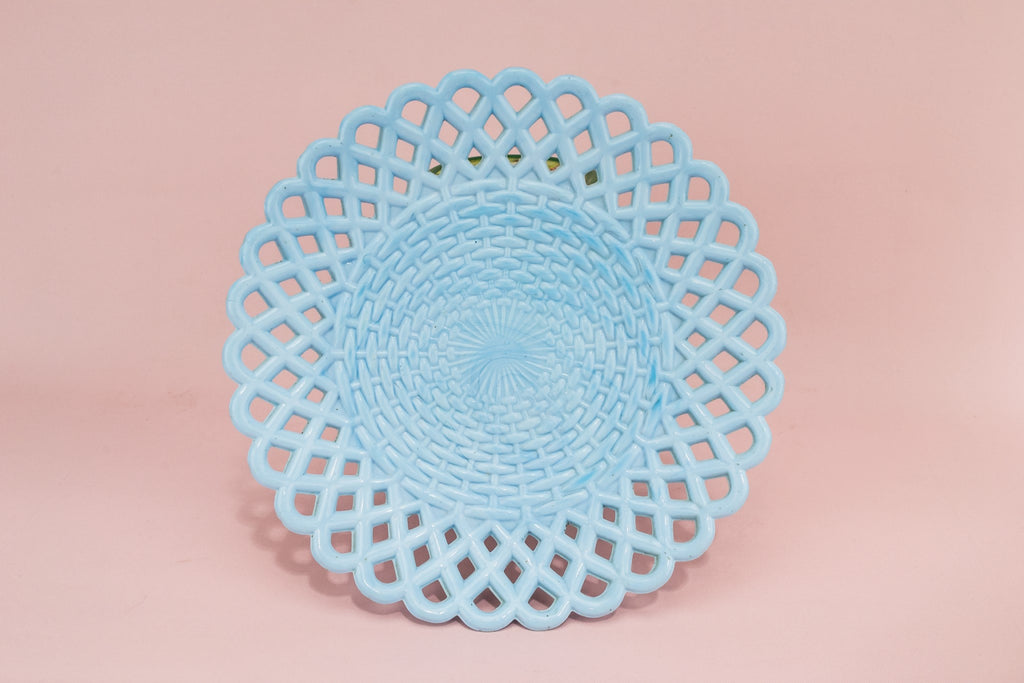 Blue glass serving plate