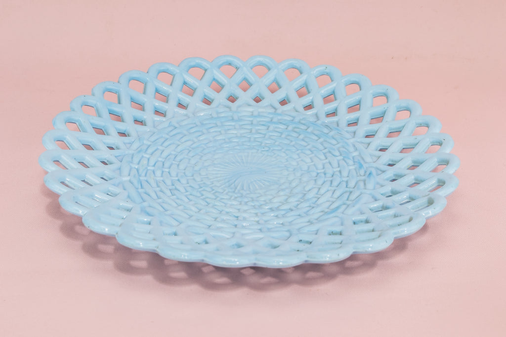 Blue glass serving plate