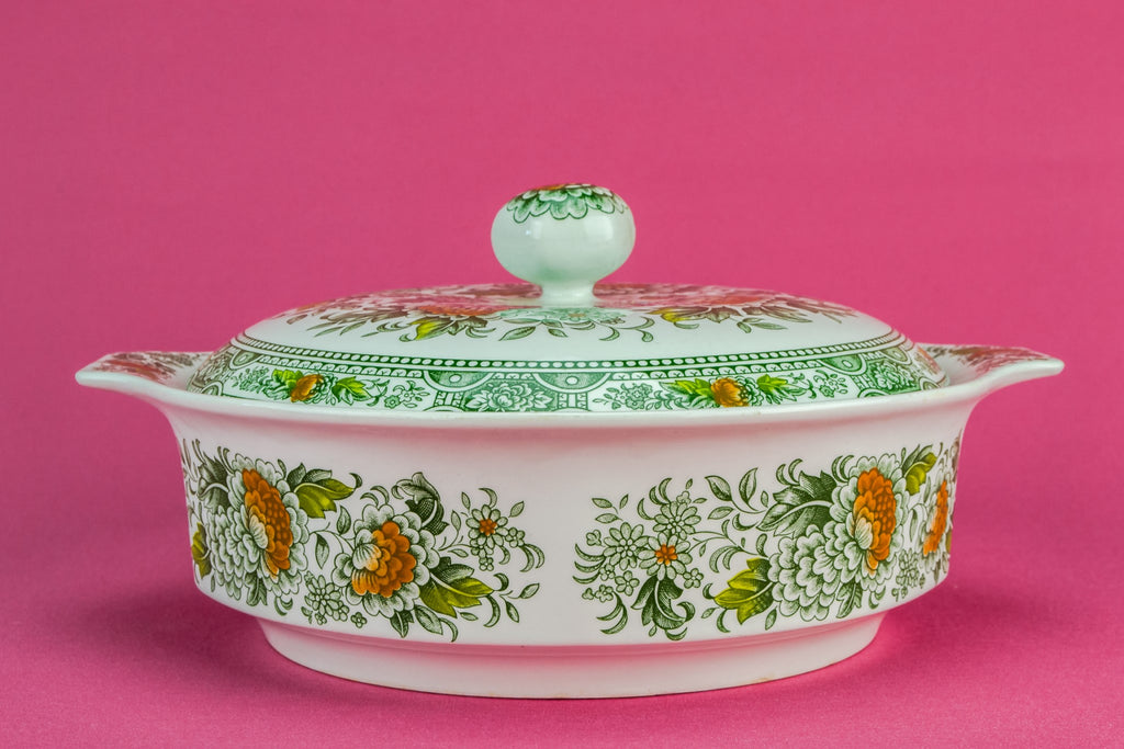 Green floral tureen