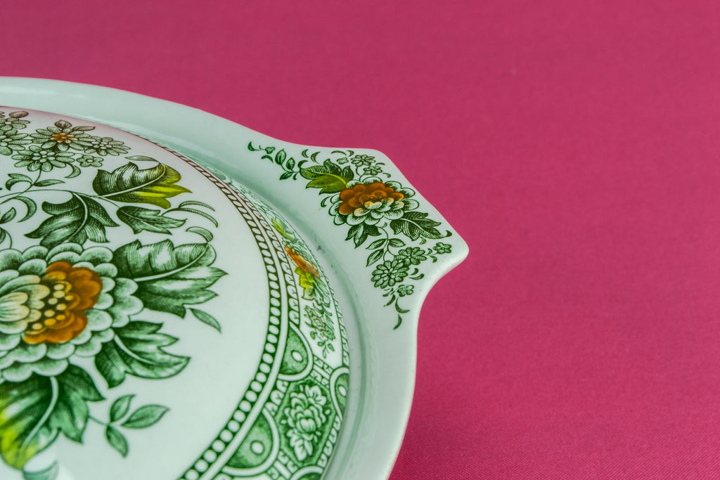 Green floral tureen