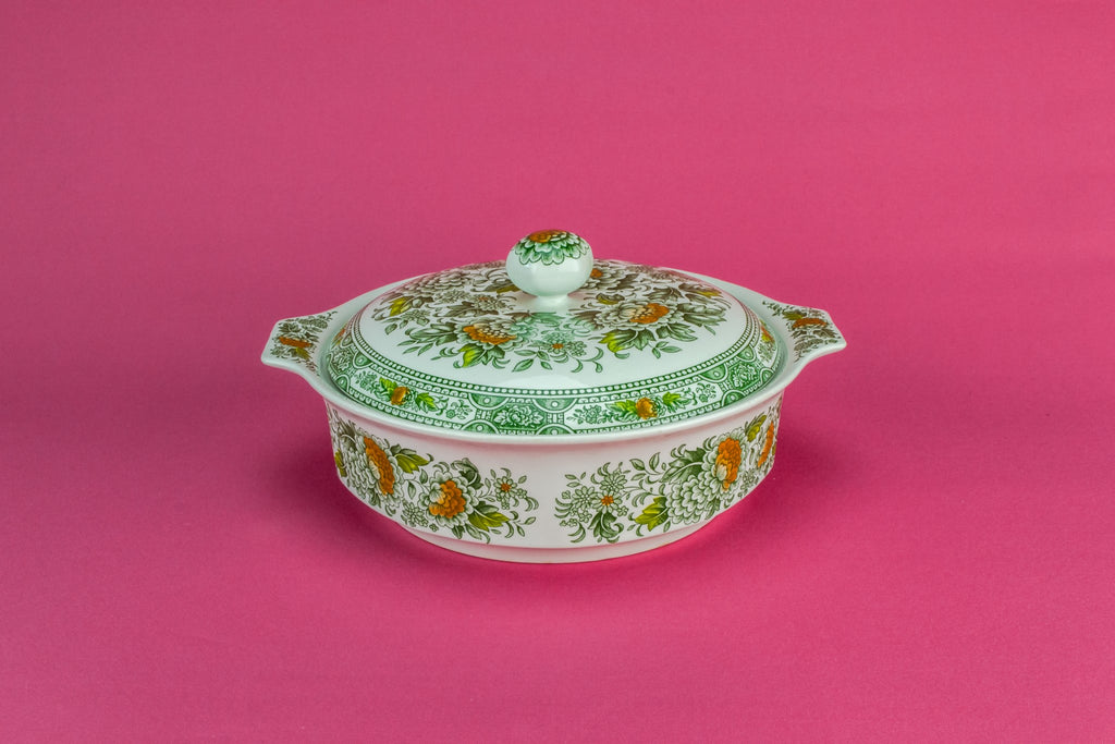 Green floral tureen