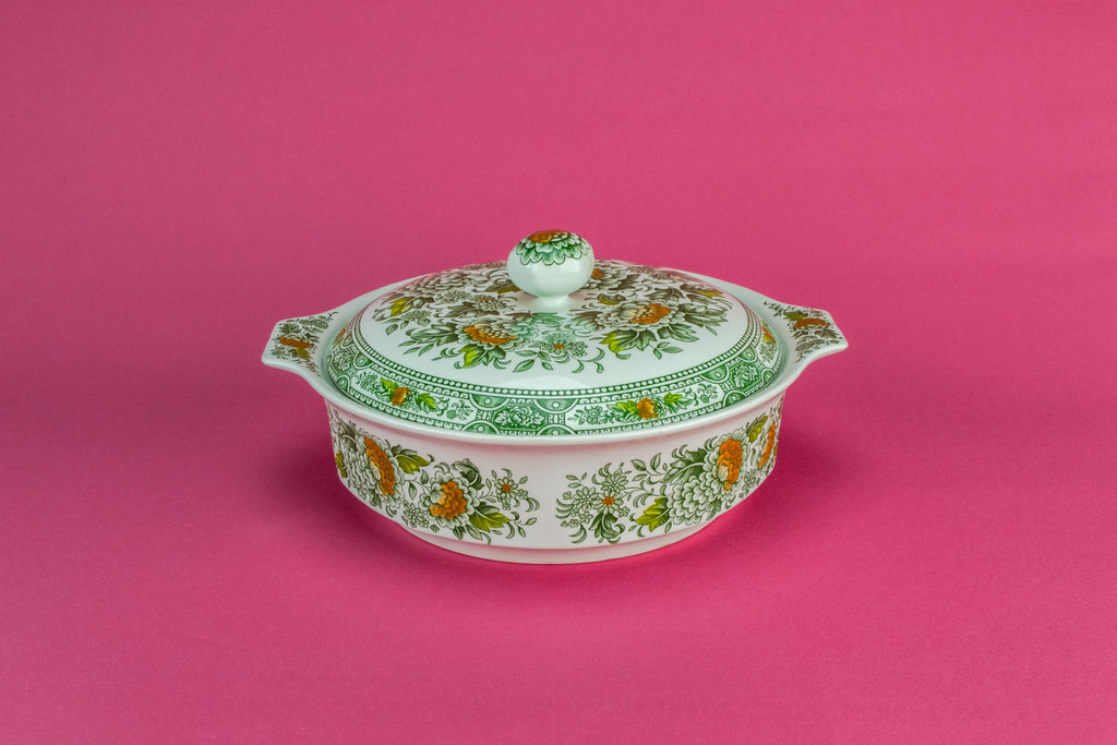 Green floral tureen