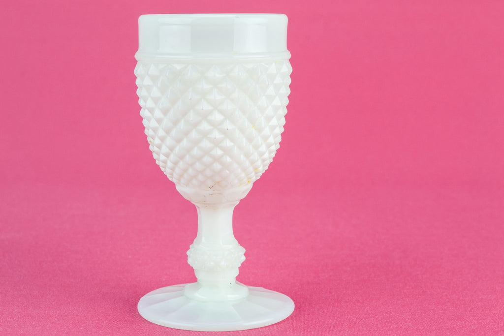 4 white port glasses