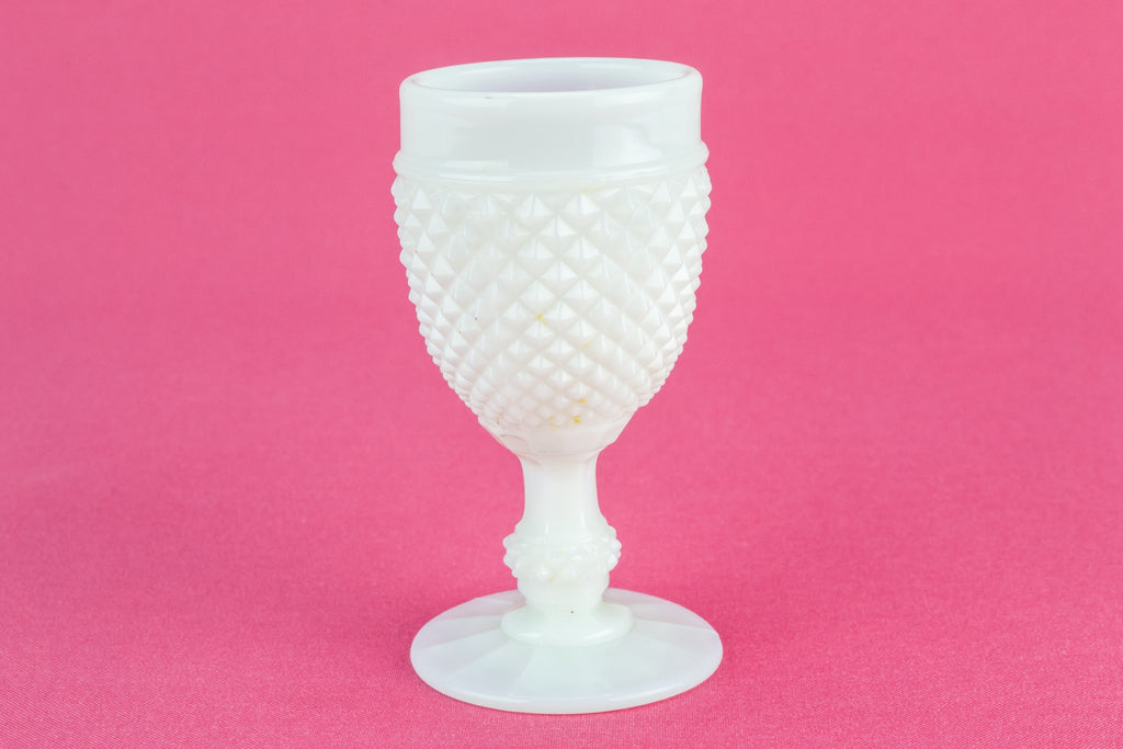 4 white port glasses