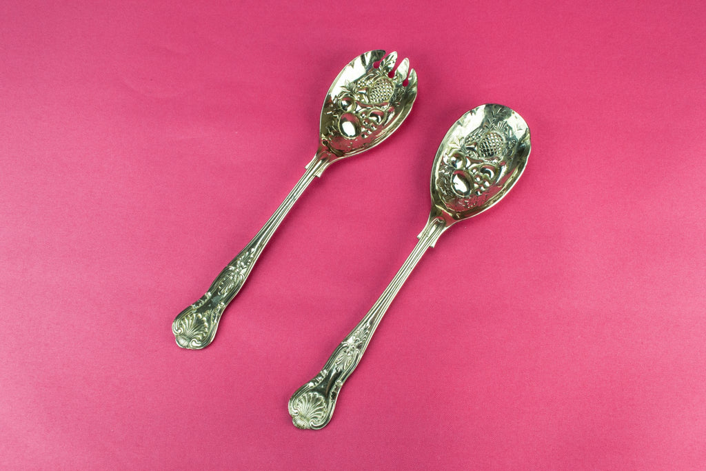2 silver serving spoons