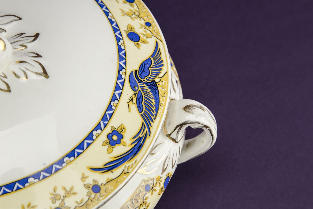 Blue and yellow tureen