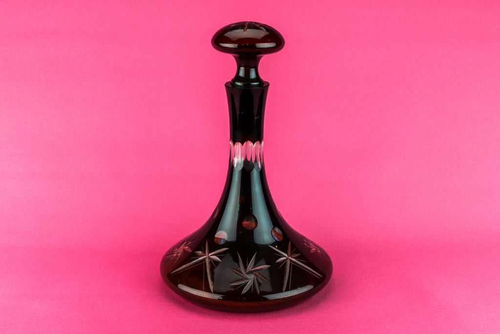 Ruby red glass ship decanter