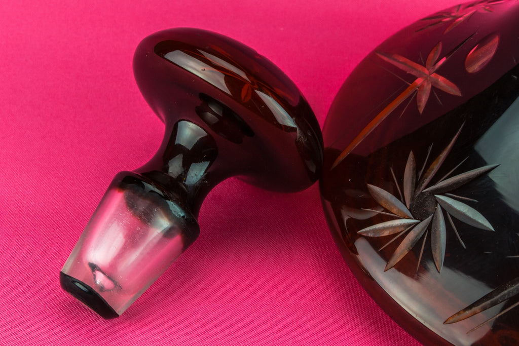 Ruby red glass ship decanter