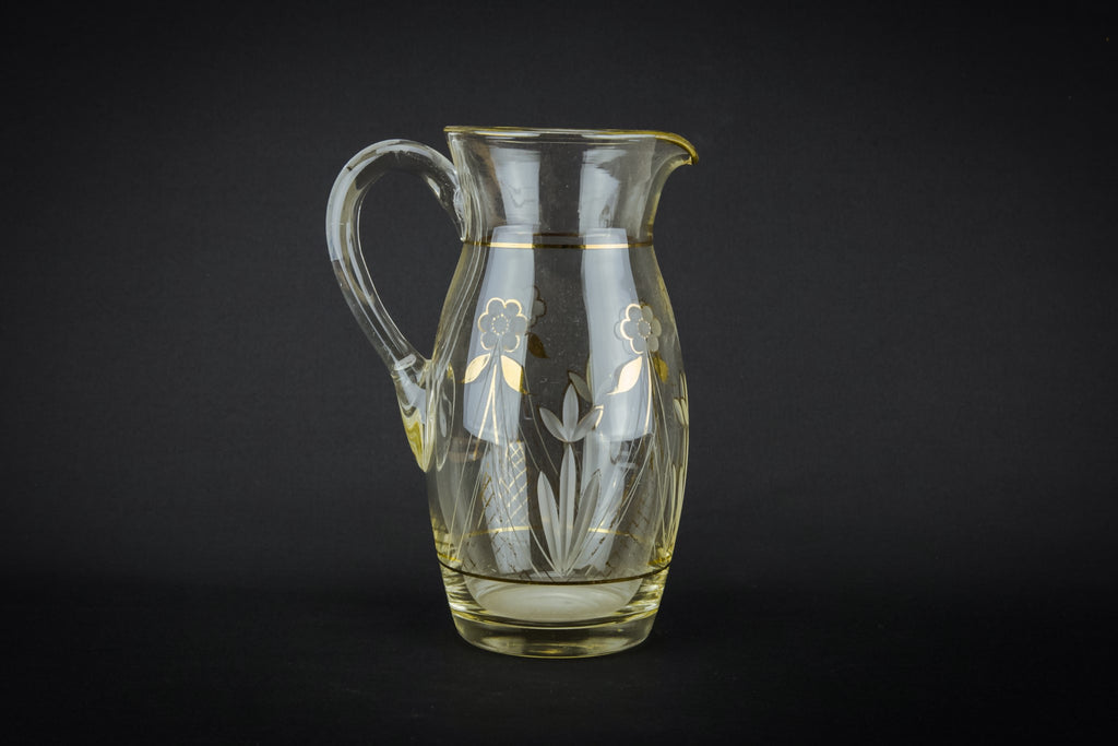 Floral glass water jug