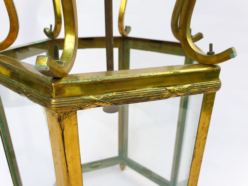 Hexagonal French Hanging Lantern, circa 1900