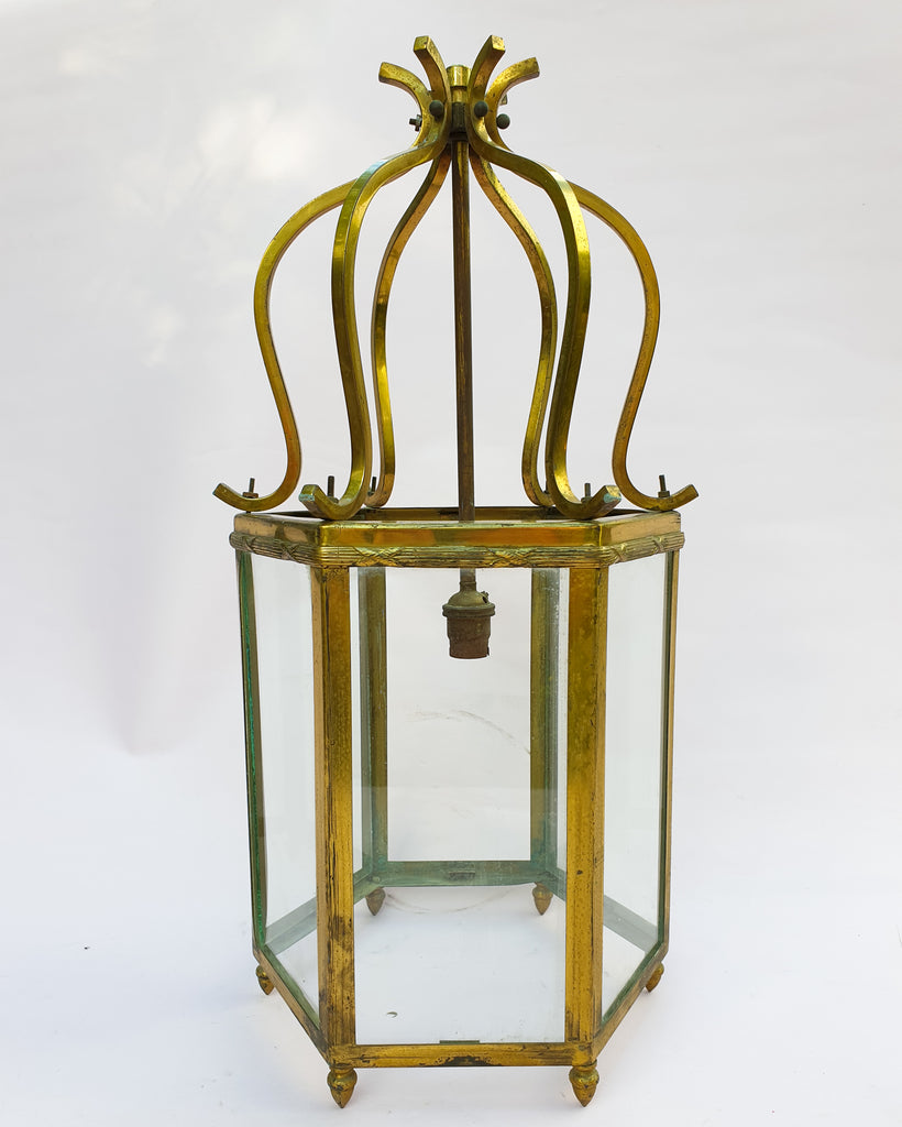 Hexagonal French Hanging Lantern, circa 1900