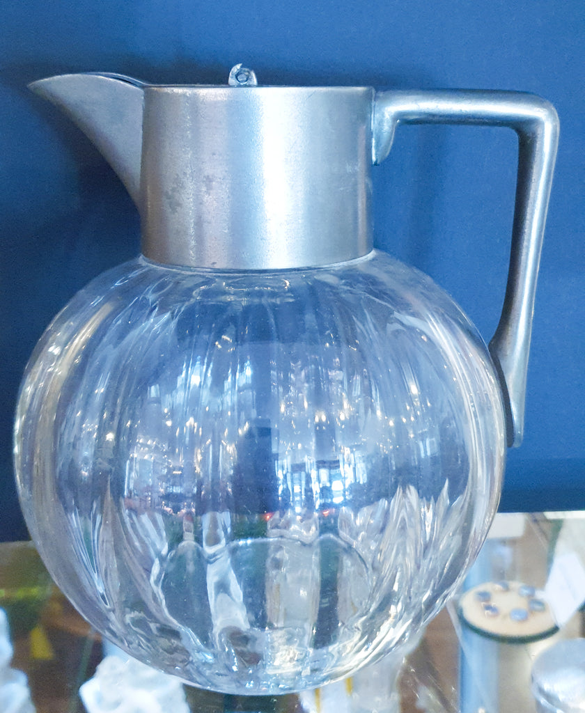 Antique Glass & Pewter Wine Jug 1880s