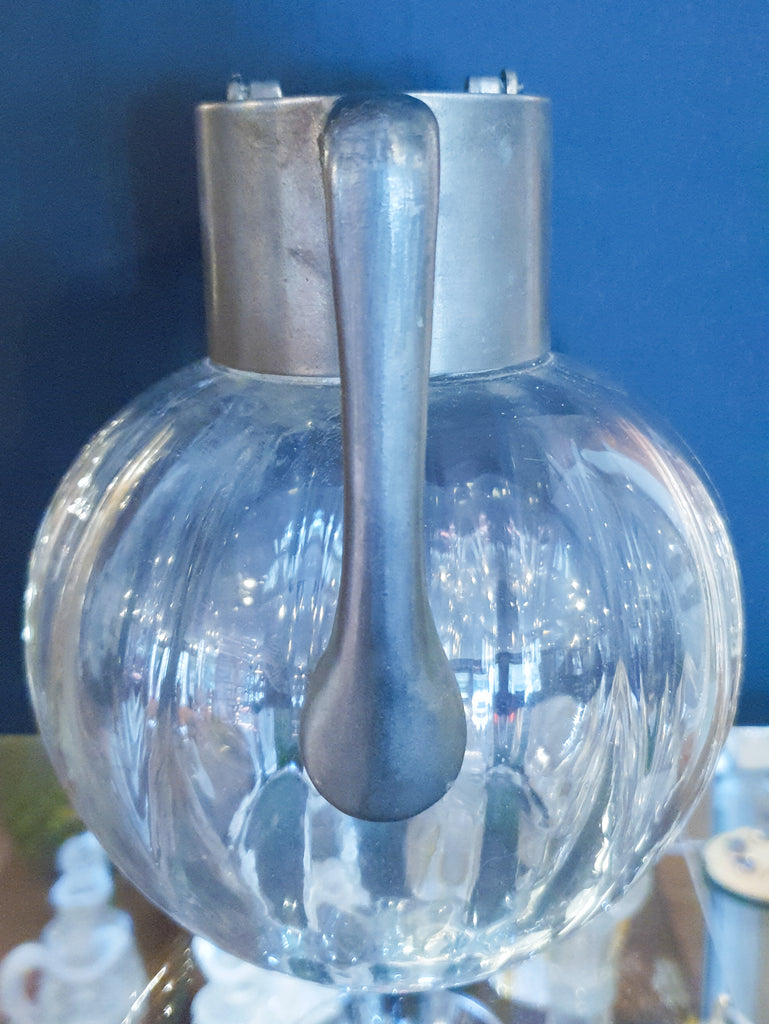 Antique Glass & Pewter Wine Jug 1880s