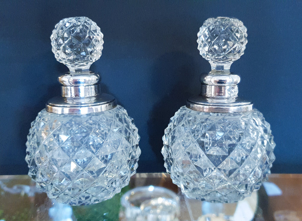 Pair of Cut Glass and Silver Snuff Bottles, 1903