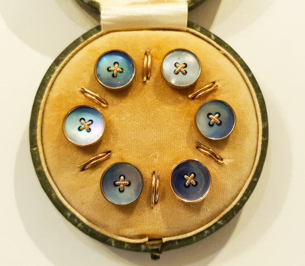 6 Antique Mother of Pearl Buttons, circa 1900