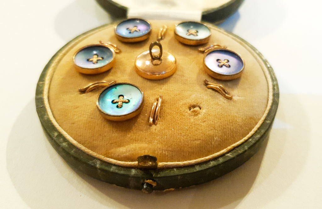 6 Antique Mother of Pearl Buttons, circa 1900