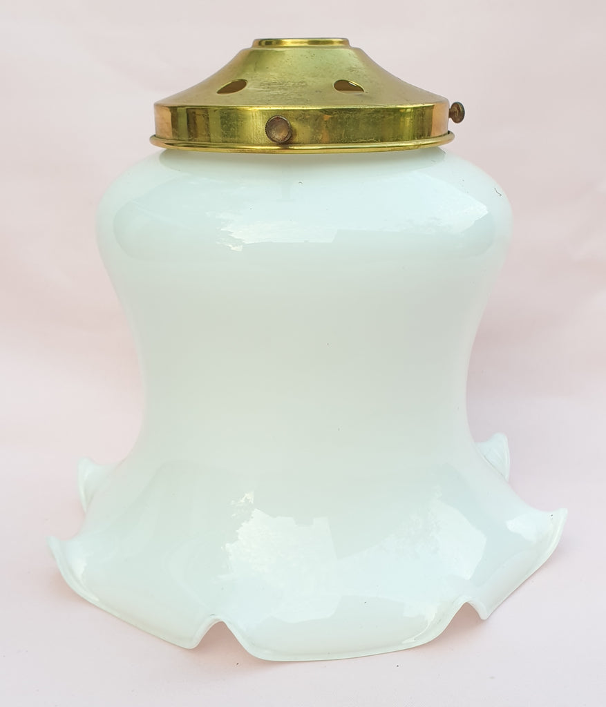 Vintage White Milk Glass Lampshade Ruffled Rim