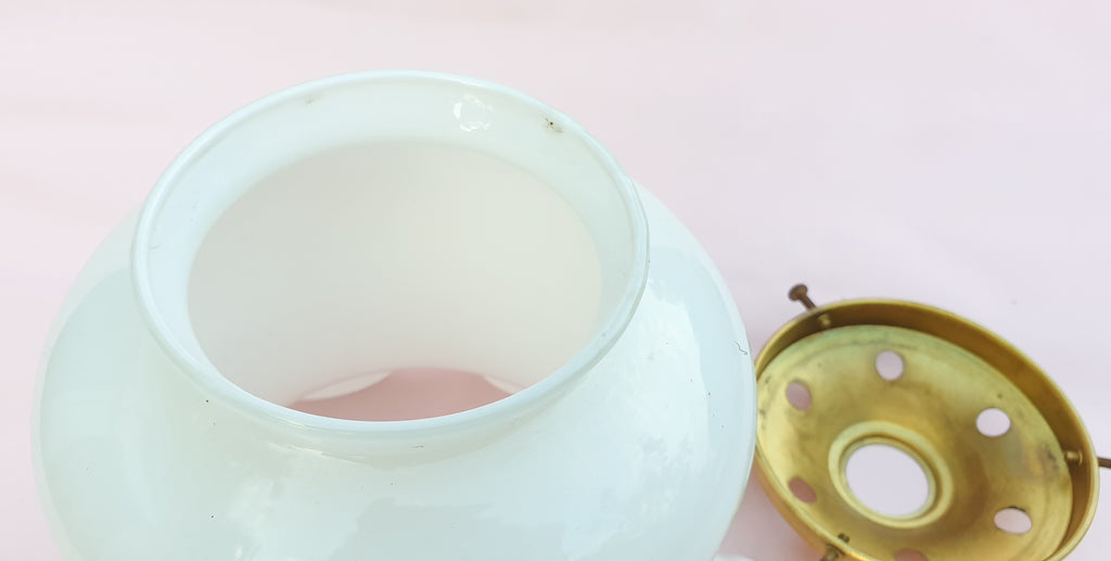 Vintage White Milk Glass Lampshade Ruffled Rim