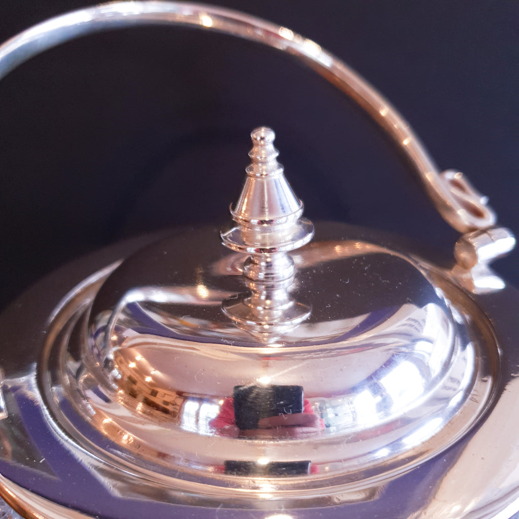 Antique Ice Bucket Cut Glass & Silver Plated