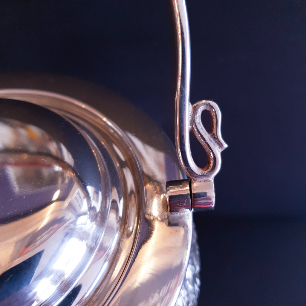 Antique Ice Bucket Cut Glass & Silver Plated