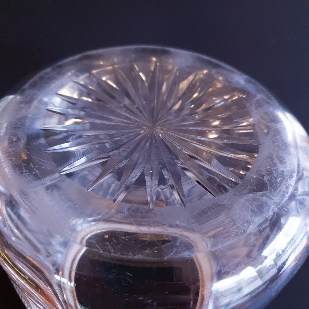 Antique Ice Bucket Cut Glass & Silver Plated