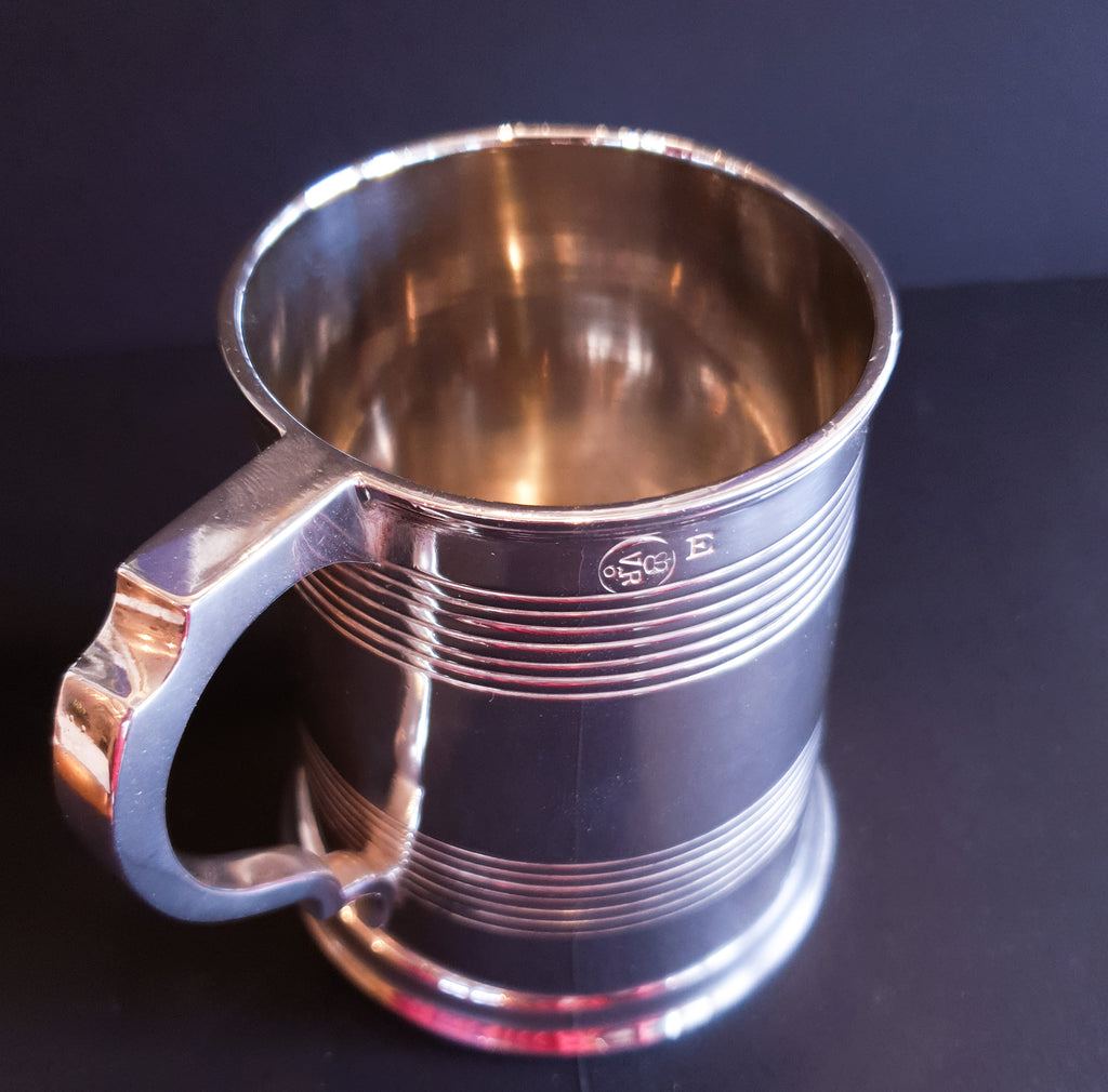 1/2 Pint Beer Tankard Silver Plated Victorian