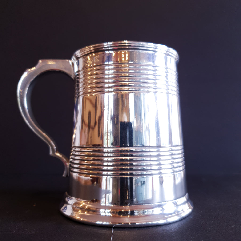 1/2 Pint Beer Tankard Silver Plated Victorian