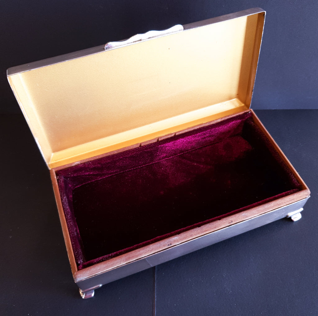 Vintage Silver Plated Jewellery Box Mid 20th Century