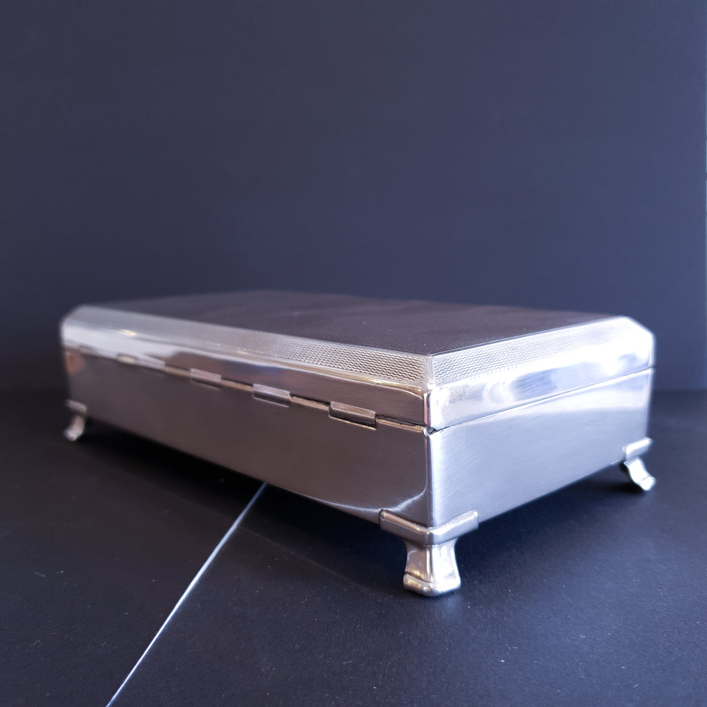 Vintage Silver Plated Jewellery Box Mid 20th Century
