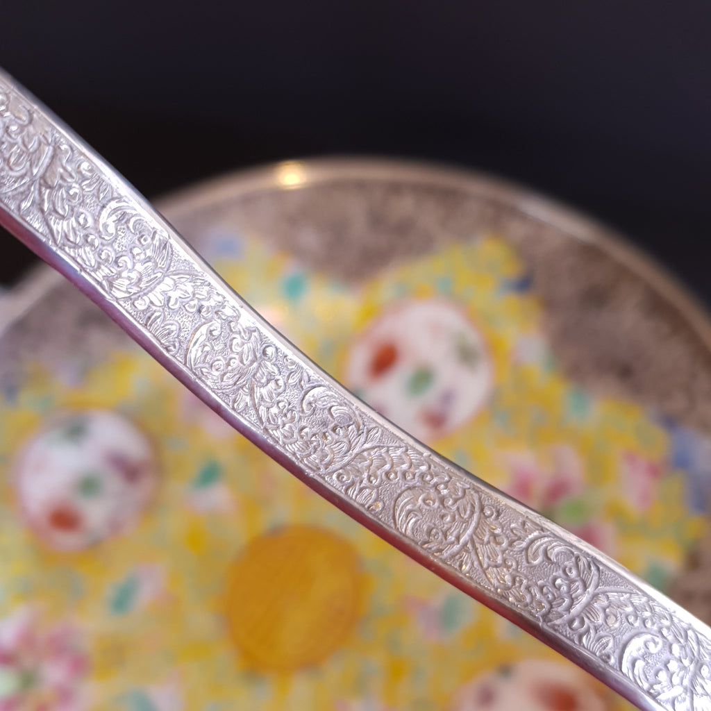 Famille Jaune Cake Plate with Metal Handle Chinese 19th Century