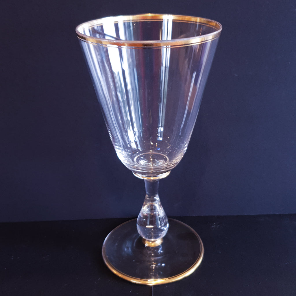 Two Gilded Wine Glasses Vintage French