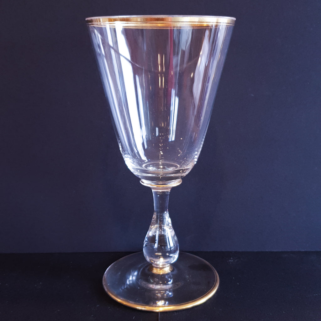 Two Gilded Wine Glasses Vintage French