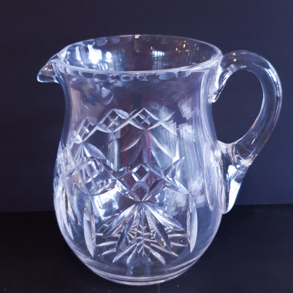 Heavy Cut Glass Water Jug
