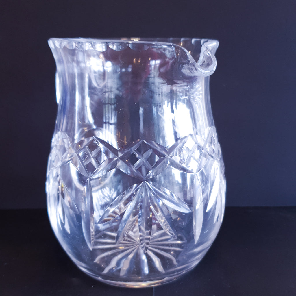 Heavy Cut Glass Water Jug