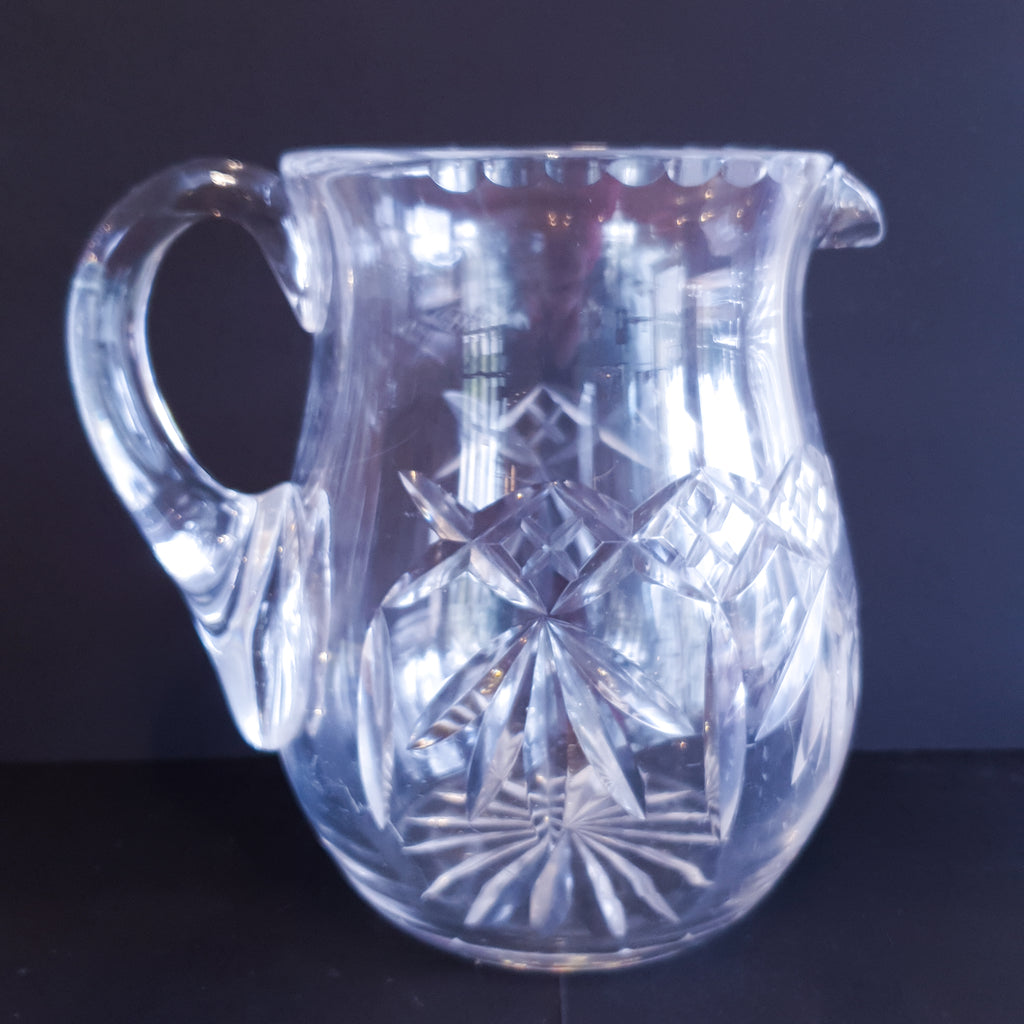 Heavy Cut Glass Water Jug