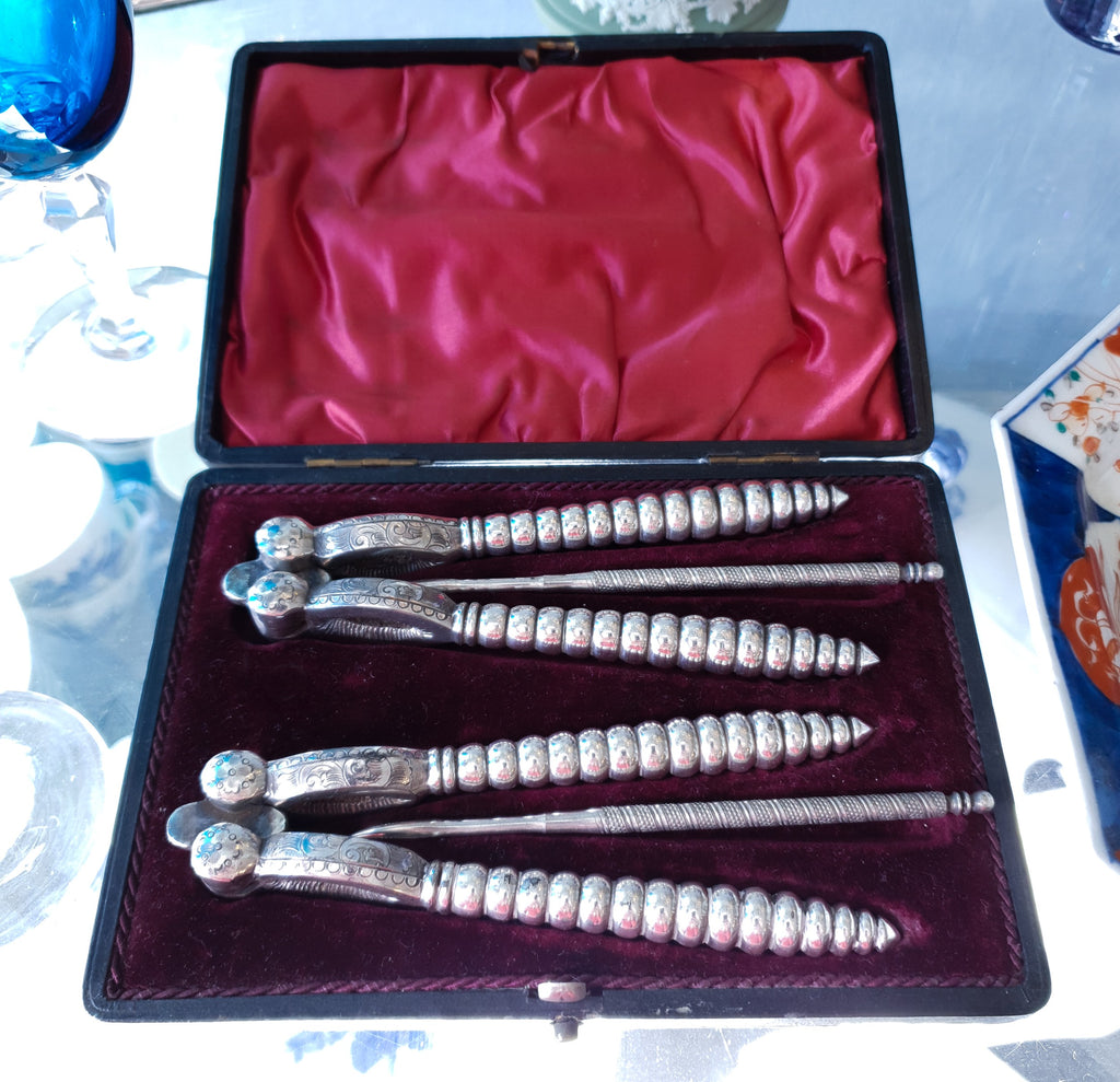 Two Nutcrackers Silver Plated Set Circa 1900