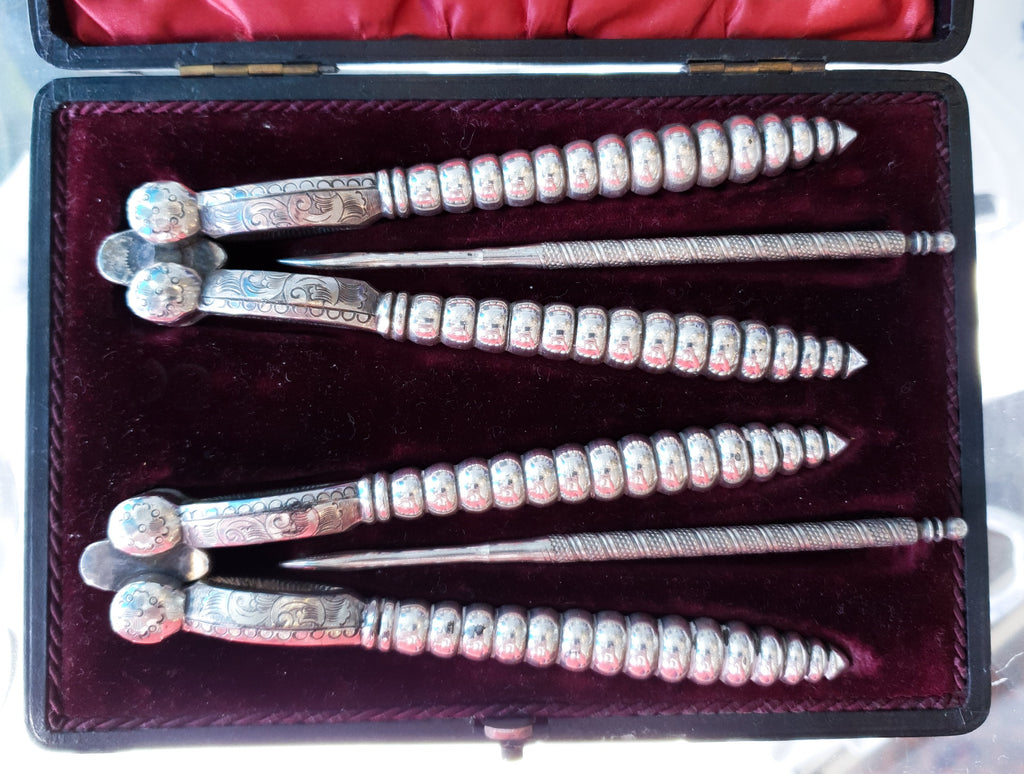 Two Nutcrackers Silver Plated Set Circa 1900