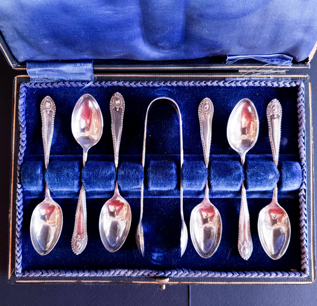Sterling Silver Tea Spoon Set Antique English 1908