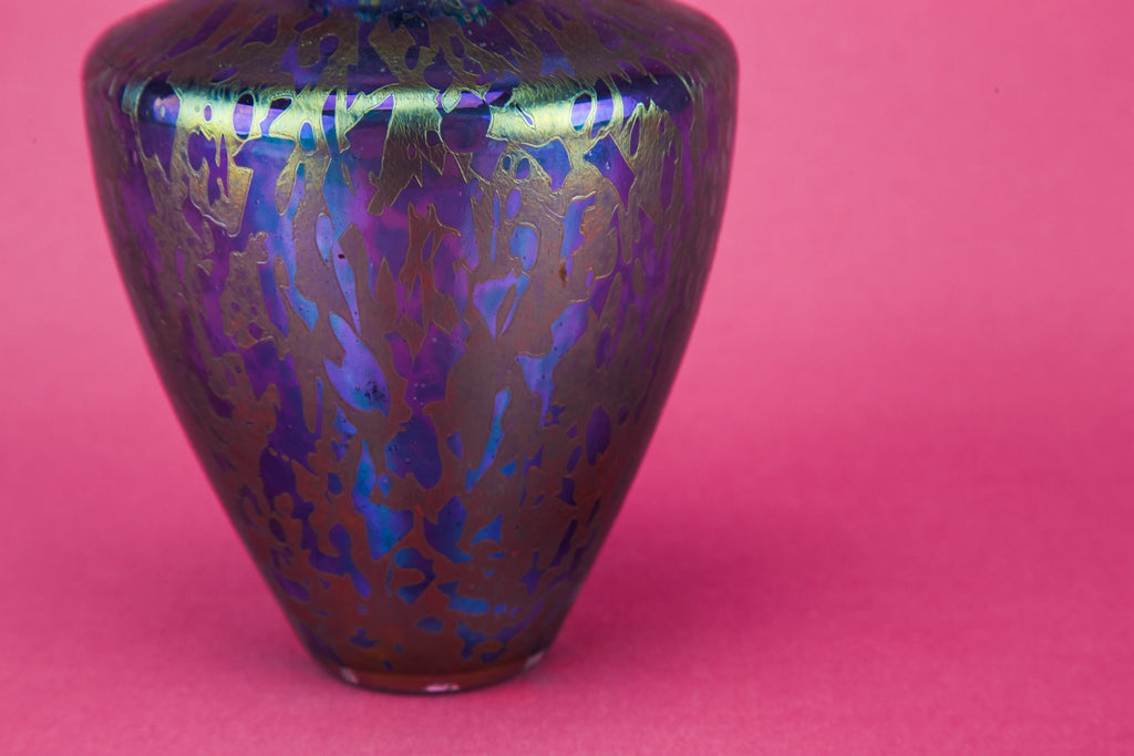 Metallic blue glass vase