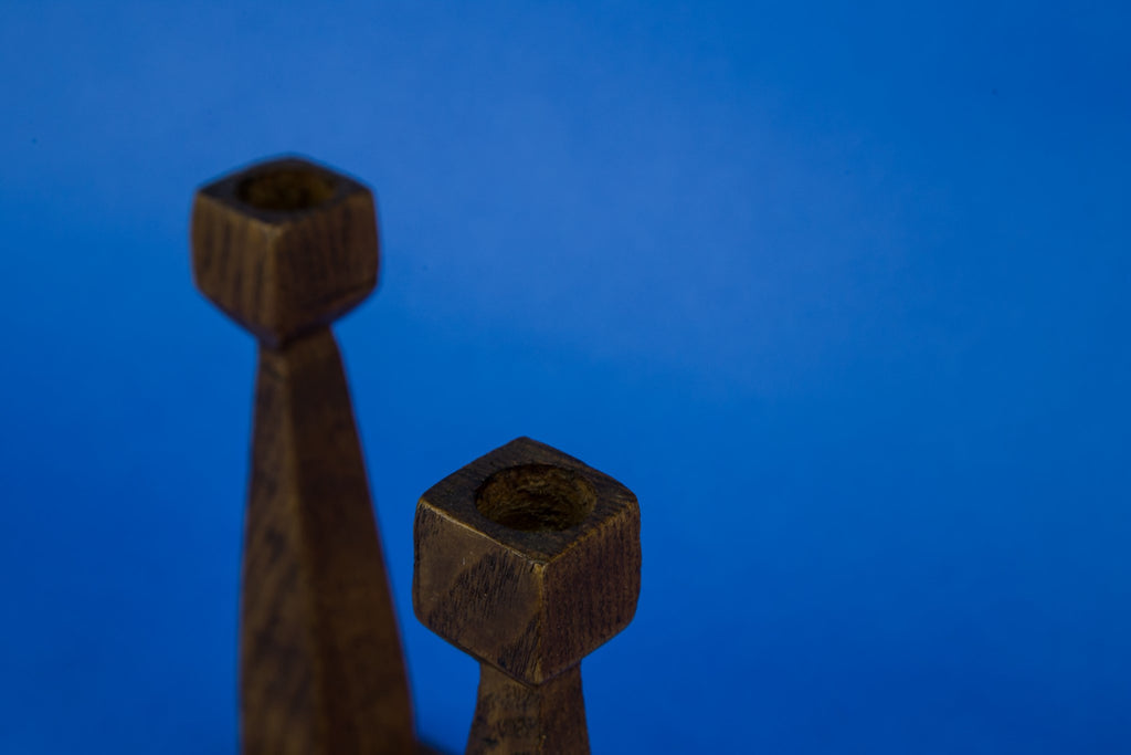 2 rustic candlesticks